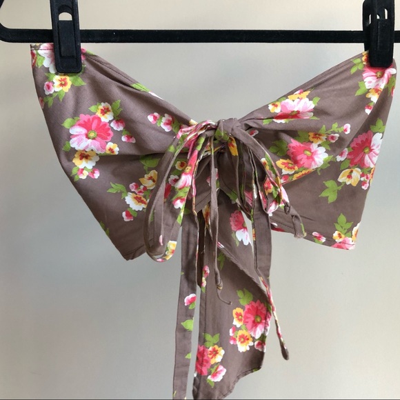 1970s does 1930s VTG Floral Cotton Skirt & Bandeau - Picture 2 of 8